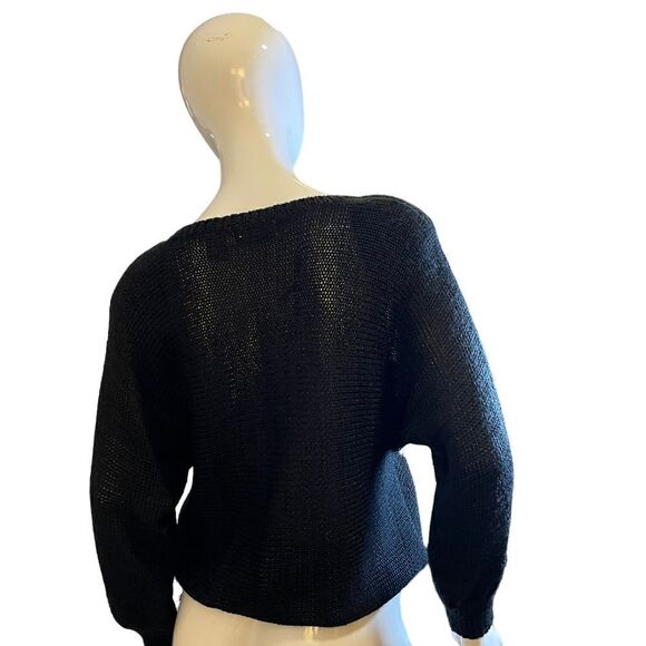 Vintage Ginenne 80s Abstract Angora Sweater Medium Black White - Picture 10 of 11